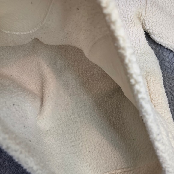Old Navy Women's Sherpa Fleece Pullover Medium Cream Quarter Zip Cozy Jacket - Picture 8 of 10